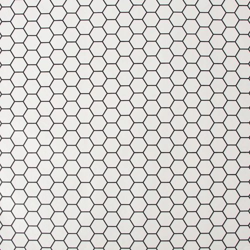 Washable vinyl wallpaper with black hexagon pattern