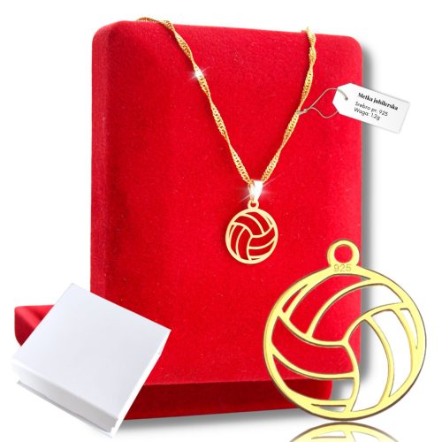  Volleyball Ball Necklace Gold Chain Volleyball Gift 925