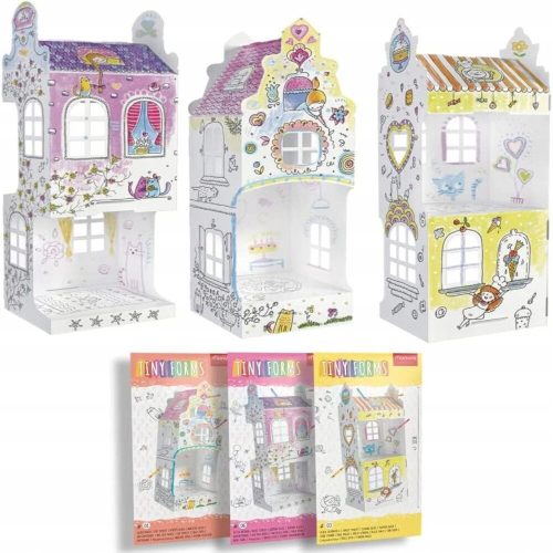  Monumi Set with 3D Coloring Pages House S – Rose, Delicious, Cat