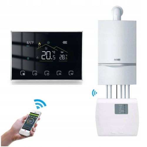 A set of smart WiFi RF 433 MHz wireless thermostats for boilers