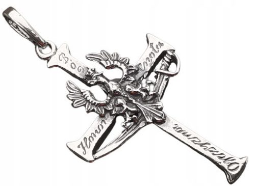  CROSS CROSS WITH EAGLE IN CROWN SILVER GOD HONOR HOMELAND PATRIOTIC