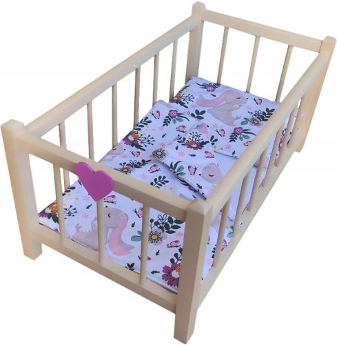  Wooden BED CRADLE for dolls BEDDING - beautiful