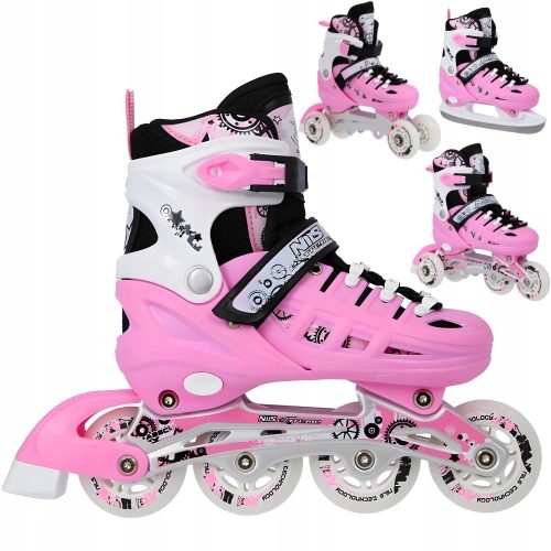  Patins à roues alignées 4 en 1 Nils Extreme NH10905A, rose, taille 35-38