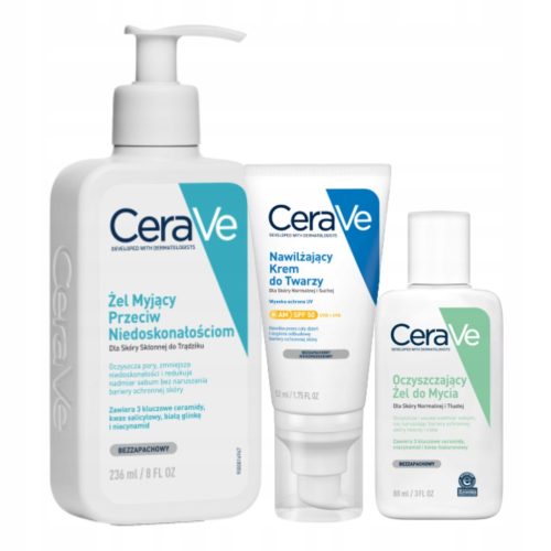CeraVe Skincare Bundle: SPF 50 Moisturizing Face Cream & Acne-Fighting Gel Cleanser