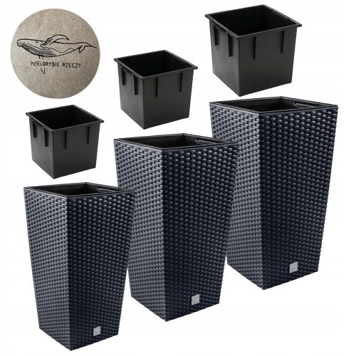  Set Prosperplast flower pots 24x45 cm black, 3 pieces