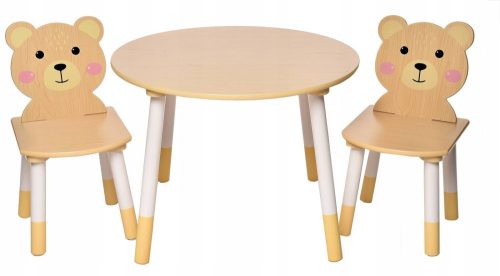  Wooden table + 2 chairs SET for children teddy bears