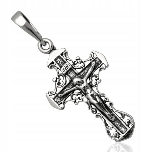  Oxidized silver cross with an image of pr.925