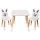  Wooden Table + 2 Chairs SET for Children White Rabbits