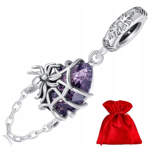  G804 Purple Crystal Spider Silver Charm Pendant Crystal Beads