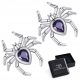  K352 Silver Spiders with Crystals Silver Stud Earrings