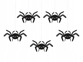  Paper decoration spiders, 27x17 cm, black (1 pack / 5 pieces)