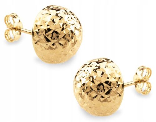  GOLD DIAMOND HALF-BALL EARRINGS 333 10mm