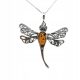  Silver pendant with amber ORIGINAL PENDANT made of silver 925 dragonfly FILM