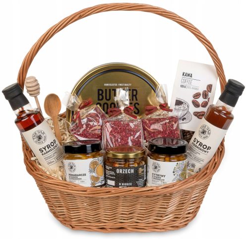  Wicker gift basket set cookies chocolate coffee preserves syrups