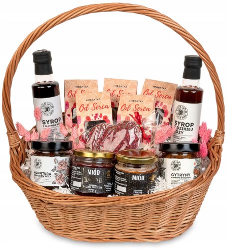  Gift basket large set of teas from the heart wicker honey chocolate syrup