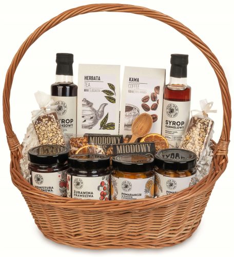  Gift basket set of fruits syrup coffee tea syrups chocolate