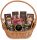  Gift basket set dark with tea, coffee and sweets, honey and jam