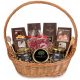  Gift basket set dark with tea, coffee and sweets, honey and jam