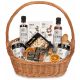  Gift basket with white wicker motif and tea and coffee sweets and syrups