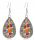  Boho Teardrop Earrings Engraved Multicolor Antique Silver 50mm