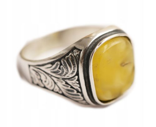  Silver 0.925 SIGNET pattern-30 natural amber