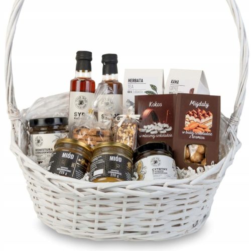  Gift basket white set tea coffee honey sweets dried fruit gift