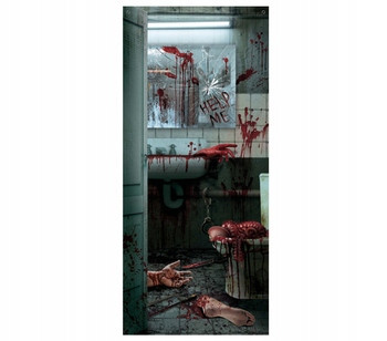  Curtain banner BLOODY SLAUGHTER in the toilet for Halloween horror