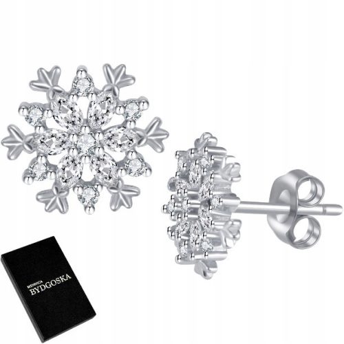  RHODIUM-PLATED SNOWFLAKE SNOWFLAKE EARRINGS FOR CHRISTMAS 925