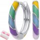  RHODIUM-PLATED SILVER EARRINGS COLORFUL 925 SILVER HOOPS FOR GIRL