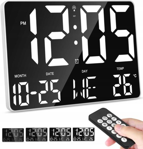  DIGITAL ELECTRONIC WALL CLOCK WITH REMOTE CONTROL, TEMPERATURE, DATE, LED ALARM