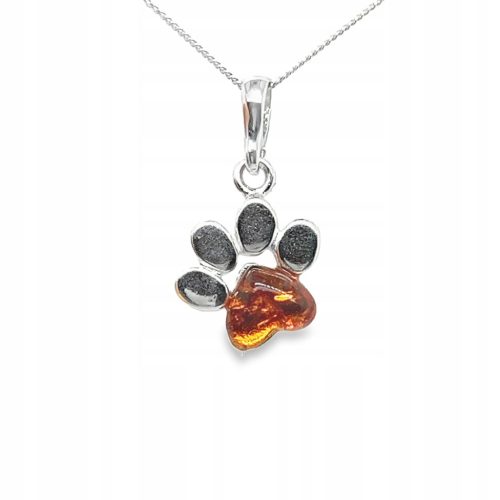  Silver pendant with amber ORIGINAL silver PENDANT DOG'S PAW FILM