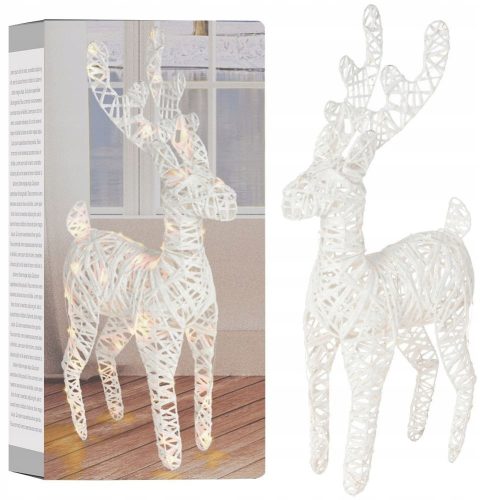  Glowing Reindeer, Decorative White Decoration, 45 cm