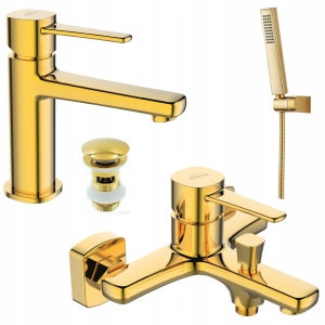 Invena Glamour golden single lever wall-mounted bathtub faucet