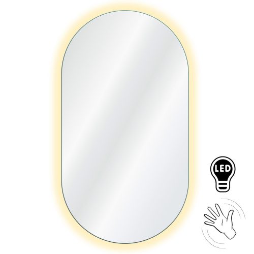 Bathroom mirror Oval wall mirror in gold and chrome, 400 x 900 mm