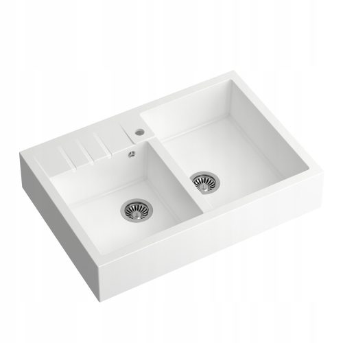 Quadron BILL two-bowl sink, white granite