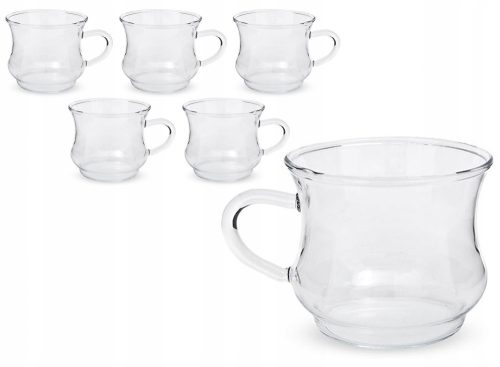 Cup and saucer for coffee and tea Termisil Iza mug, glass, 220 ml, 6 pcs.