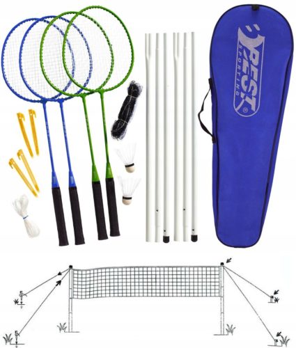 BEST SPORTING 500 Rackets x4 Badminton Rackets with Net Shuttles