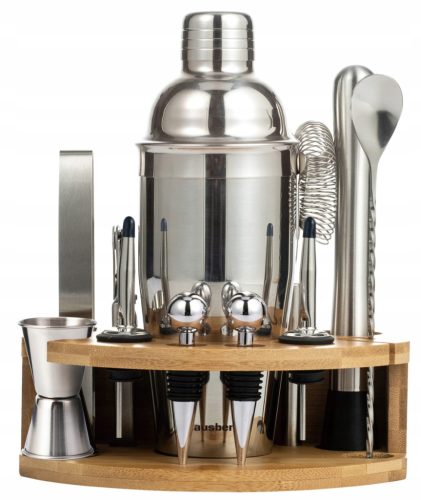 Bartender set for drinks, cocktails, bar, 12 pieces, silver KLAUSBERG KB-7655