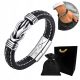  Men's bracelet LEATHER black KNOT steel 316L gift + FREE ENGRAVING