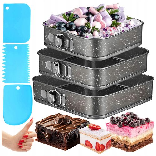 CAKE TILE BAKING TRAY BAKING PAN SQUARE cake pan + DECORATIVE spatula for cakes, cream cakes - 3 pieces