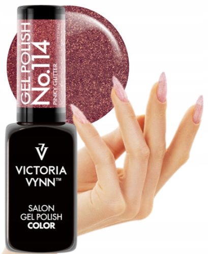  Hybrid nail polish color varnish Victoria Vynn 114 Pinky Glitter 8 ml