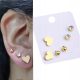  GOLD EARRINGS 3 PAIRS HEART ZIRCONIA SURGICAL STEEL