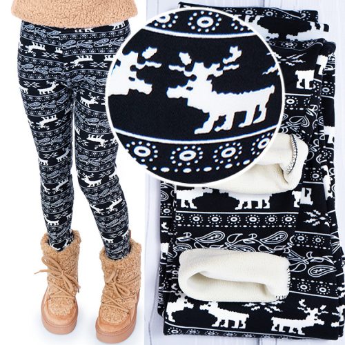  Insulated Thermo Children's Leggings BLACK Girls' Leggings WITH FUR FLEECE