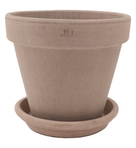  Degrea flowerpot 19.2 cm x 19.2 x 17.2 cm diameter 19 cm, ceramic in shades of brown and beige, grey and silver, terracotta + Degrea flowerpot stand 17 cm made of ceramic