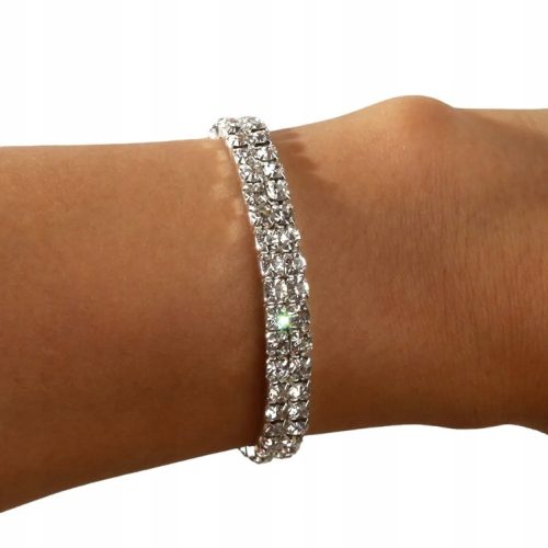  Elegant Bracelet Zircons 2 Rows Silver Wedding New Year's Eve