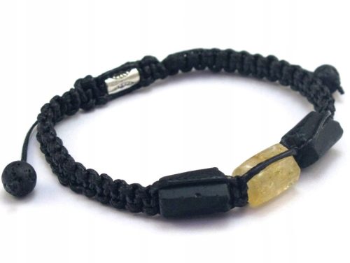  CITRINE TOURMALINE lava string BRACELET 16.5cm black [B784]