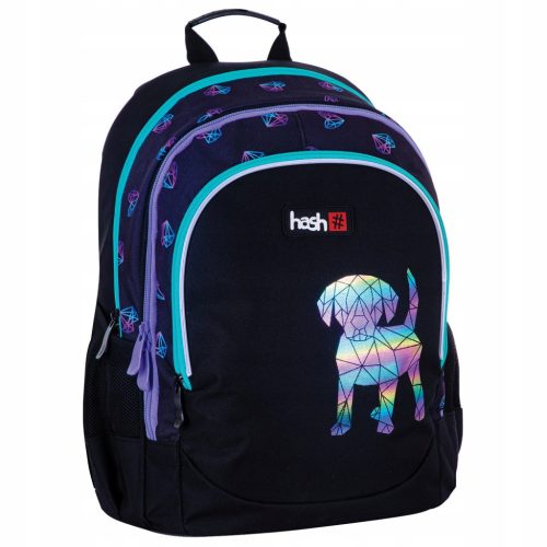 Hash Triple Compartment Backpack with Geometric Shimmering Dog Print