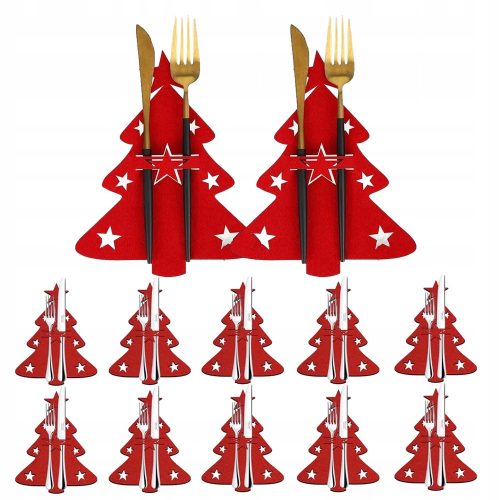  Christmas cutlery holder, red Christmas tree, 12-piece