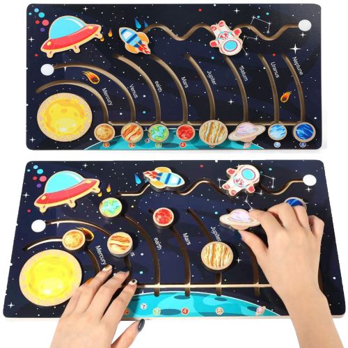  WOODEN SOLAR SYSTEM MONTESSORI PLANETS PUZZLE