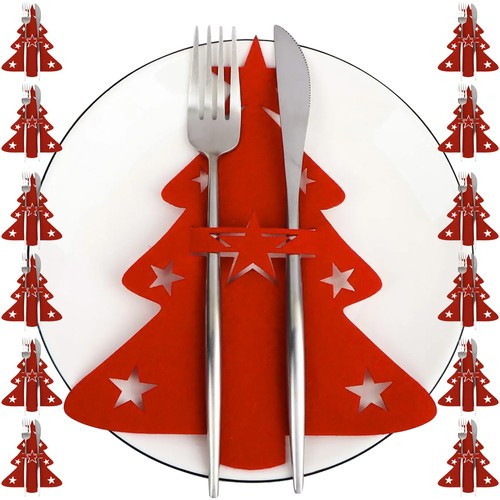  Cutlery Box Christmas Tree Cover 12 Pieces Christmas Table Placemat